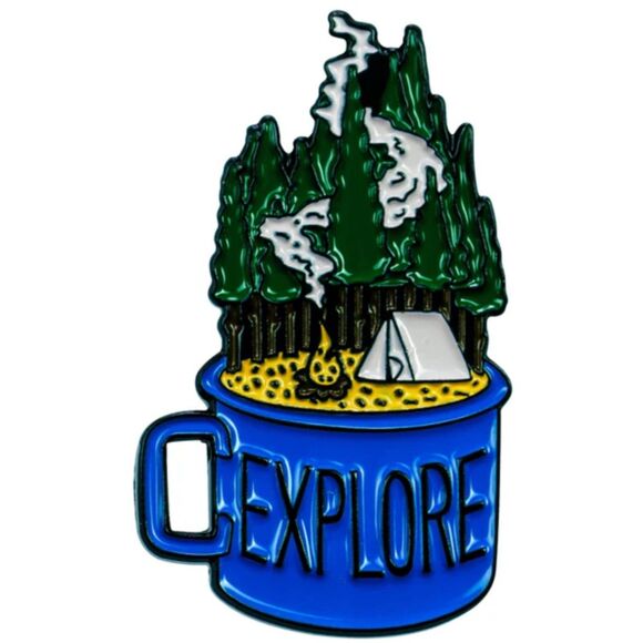 Explore Mountain Camping Woods Enamel Pin - Picture 1 of 2